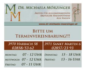 Dr. Michaela Mörzinger Öffnungszeiten Bitte um Terminvereinbarung!